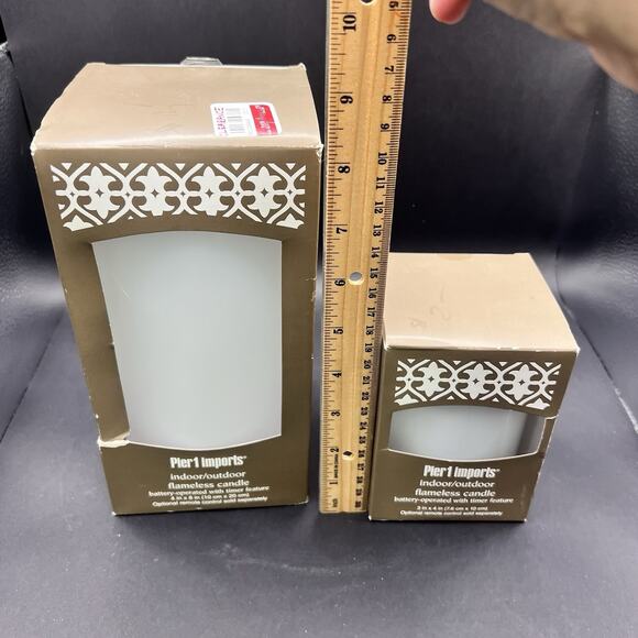(2) Pier 1 Imports indoor/outdoor flameless Candles Battery Operated W Timer - Picture 5 of 6
